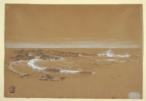 Desenho, Linha costeira, Grand Manan, Canadá, agosto de 1851 de Frederic Edwin Church