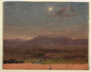 Desenho, Colômbia ou Equador, montanhas, luar, 1853 ou 1857 de Frederic Edwin Church
