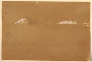 Desenho, Cotapaxi, manhã, do Templo do Sol, Quito, Equador, 24 de junho de 1857 de Frederic Edwin Church