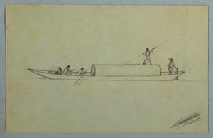 Desenho, Canoa coberta, provavelmente sul-americana, 1853 ou 1857 de Frederic Edwin Church