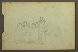 Desenho, Carroça coberta, Três estudos de uma mulher, possivelmente 1868 de Frederic Edwin Church