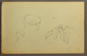Desenho, Vaca a coçar a cabeça, planta de folha, possivelmente 1844 de Frederic Edwin Church