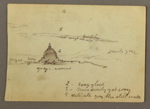 Desenho, Vista à distância da cúpula da Basílica de São Pedro, Roma, Itália, janeiro de 1869 de Frederic Edwin Church
