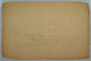 Desenho, Vista distante de Katahdin mostrada do Oeste, ca. 1856 de Frederic Edwin Church