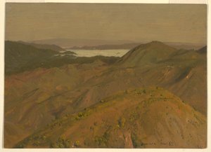 Desenho, Vista distante sobre os cumes das colinas, agosto de 1865 de Frederic Edwin Church