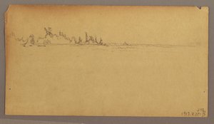 Desenho, Arco-íris duplo sobre as cataratas, rio Niágara, possivelmente 1858 de Frederic Edwin Church