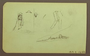 Desenho, Fábrica; Verso: Figuras, 1883 de Frederic Edwin Church