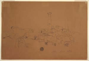 Desenho, Coluna caída, Templo de Zeus Olímpico, Atenas, 24 de abril de 1869 de Frederic Edwin Church