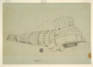 Desenho, Coluna caída do Templo de Zeus Olímpico, Atenas, abril de 1869 de Frederic Edwin Church