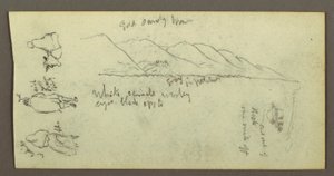 Desenho, Estudo de figura, cadeia de montanhas, possivelmente 1868 de Frederic Edwin Church