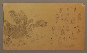 Desenho, figuras, bambu ao luar, julho de 1865 de Frederic Edwin Church