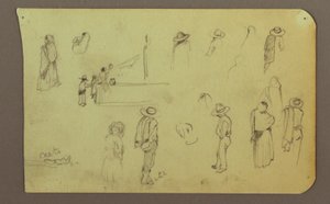 Desenho, Figuras, Verso: Figura, Paisagem, 1883 de Frederic Edwin Church