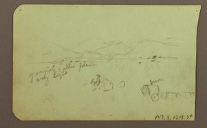 Desenho, Figuras, Verso: Figura, Paisagem, 1883 de Frederic Edwin Church