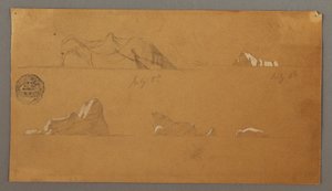 Desenho, Icebergues flutuantes, 5 e 6 de julho de 1859 de Frederic Edwin Church