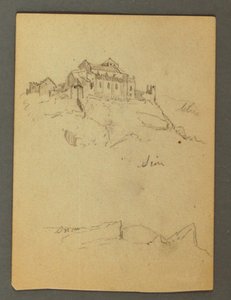 Desenho, Fortificação de falésias, Sion, Vale do Ródano, possivelmente 1868 de Frederic Edwin Church