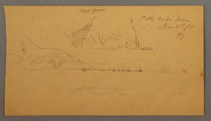 Desenho, Porto, Veleiros, Montanhas, 21 de junho de 1859 de Frederic Edwin Church
