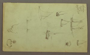 Desenho, Cabeça de um homem, Homem a fumar, Estudos de um barco à vela, Casa, 27 de maio de 1868 de Frederic Edwin Church