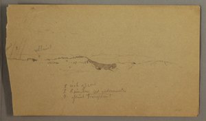 Desenho, Colinas, arco-íris, possivelmente 1865-66 de Frederic Edwin Church