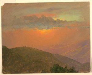 Desenho, topo da colina ao pôr do sol, julho de 1865 de Frederic Edwin Church