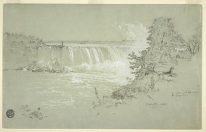 Desenho, Horseshoe Falls e Goat Island do Banco Canadiano, 6 de outubro de 1856 de Frederic Edwin Church