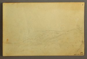 Desenho, Casa no bosque junto a um riacho, abril de 1845 de Frederic Edwin Church