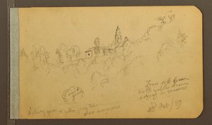 Desenho, Casas, Steeple, 23 de fevereiro de 1889 de Frederic Edwin Church