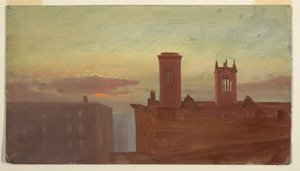 Desenho, Housetops/Hudson, ca. 1867 de Frederic Edwin Church