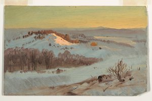 Desenho, Hudson Valley, Nova Iorque no inverno, 1869-70 de Frederic Edwin Church