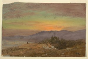 Desenho, Vale do Hudson, pôr do sol, 1869-70 de Frederic Edwin Church
