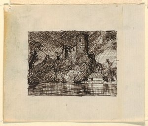 Desenho, Paisagem imaginária com, ca. 1870-73 de Frederic Edwin Church