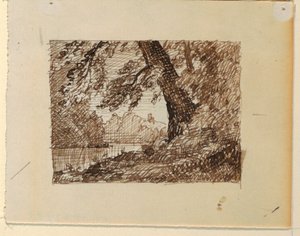Desenho, Paisagem fluvial imaginária, ca. 1870-73 de Frederic Edwin Church
