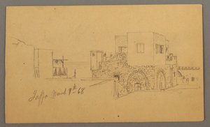 Desenho, esquina da rua Jaffa, Palestina [Tel Aviv, Israel], 9 de março de 1868 de Frederic Edwin Church