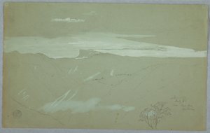 Desenho, Costa e céu da Jamaica vistos de perto do Capitão Kent, Bellevue, Jamaica, julho de 1865 de Frederic Edwin Church