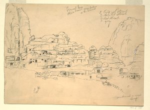 Desenho, Khirbet-en-Nasara, Petra, Jordânia, 26 de fevereiro de 1868 de Frederic Edwin Church