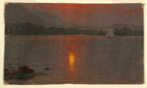 Desenho, Lago Millinocket, pôr do sol, 1870-80 de Frederic Edwin Church