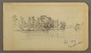 Desenho, Lago e margem arborizada, 1878 de Frederic Edwin Church