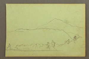 Desenho, Lago, cordilheira, possivelmente 1856 de Frederic Edwin Church