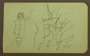 Desenho, Paisagem, Figura; Verso: Árvores, Ponte, Plantas, 1883 de Frederic Edwin Church