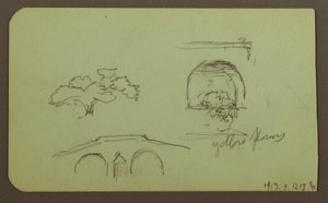 Desenho, Paisagem, Figura; Verso: Árvores, Ponte, Plantas, 1883 de Frederic Edwin Church