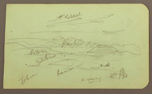 Desenho, Paisagem, Toluca; Verso: Montanha, Igreja, 1883 de Frederic Edwin Church