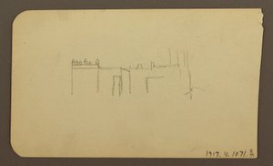 Desenho, Paisagem; Verso: Igreja, abril de 1885 de Frederic Edwin Church