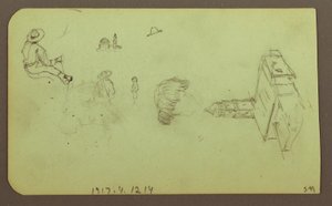Desenho, Paisagem; Verso: Figuras, Igreja, 1883 de Frederic Edwin Church