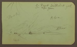 Desenho, Paisagem; Verso: Lado da montanha, 1883 de Frederic Edwin Church