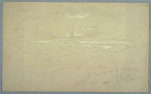 Desenho, Paisagem ao pôr do sol, Jamaica, julho de 1865 de Frederic Edwin Church