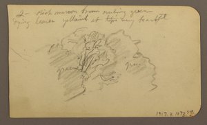 Desenho, Paisagem, casas; Verso: copa de árvore, fevereiro de 1885 de Frederic Edwin Church