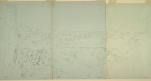 Desenho, Paisagem em El Yeman, 1868 de Frederic Edwin Church