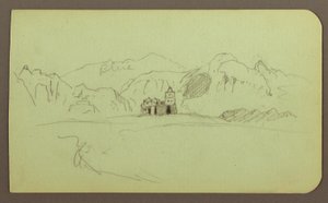 Desenho, Paisagem com Igreja; Verso: Paisagem, 1883 de Frederic Edwin Church