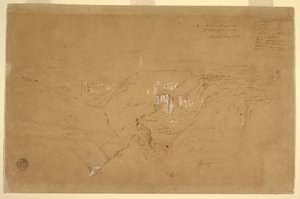 Desenho, Paisagem com o Monte Purese, Colômbia, 6 de agosto de 1853 de Frederic Edwin Church
