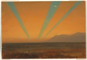 Desenho, Paisagem com pôr do sol, 1860-70 de Frederic Edwin Church