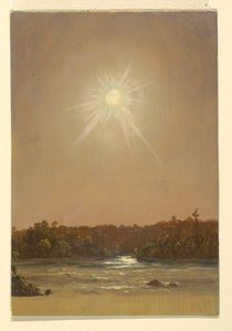 Desenho, Maine , pôr do sol, 1855-65 de Frederic Edwin Church